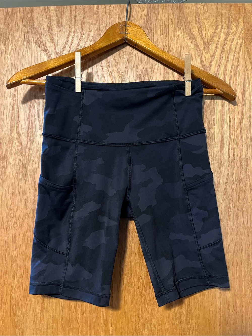 lululemon athletica Black Camo High-Rise Bike Shorts with Side Pockets
